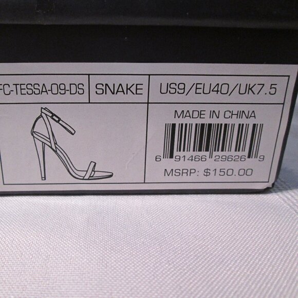 French Connection Tessa Snake Heeled Ankle Strap Sandals Sz 9M - Picture 10 of 11